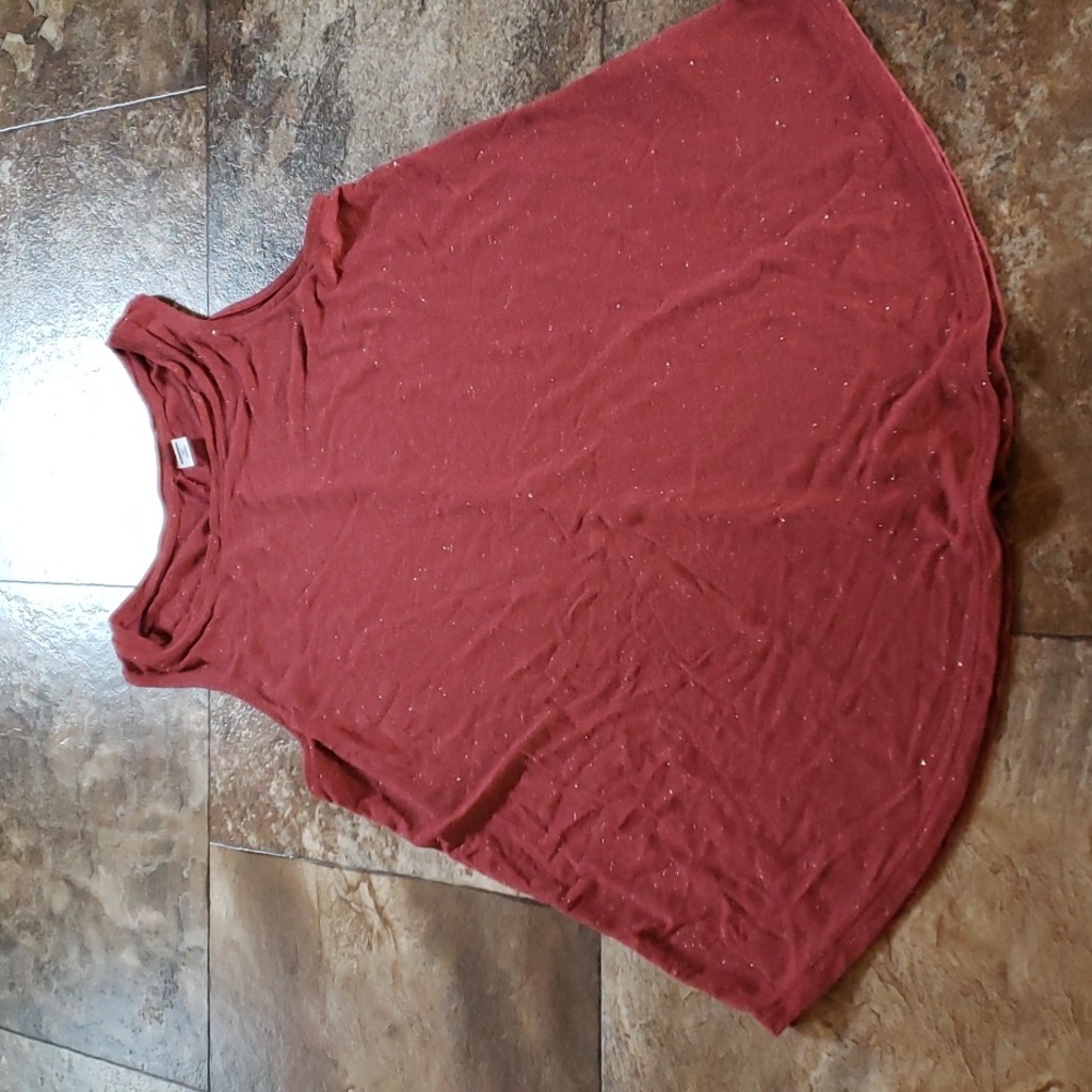 Old Navy XS Luxe Tierra Red High Neck Sleeveless Tank Shimmer Gold Glimmer